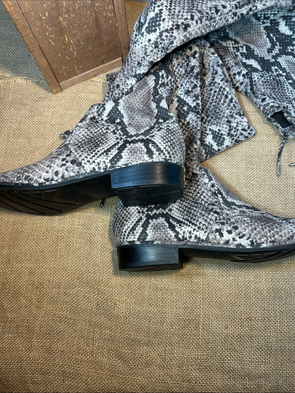 Marc Fisher Over-the-Knee Snake-Print Boots